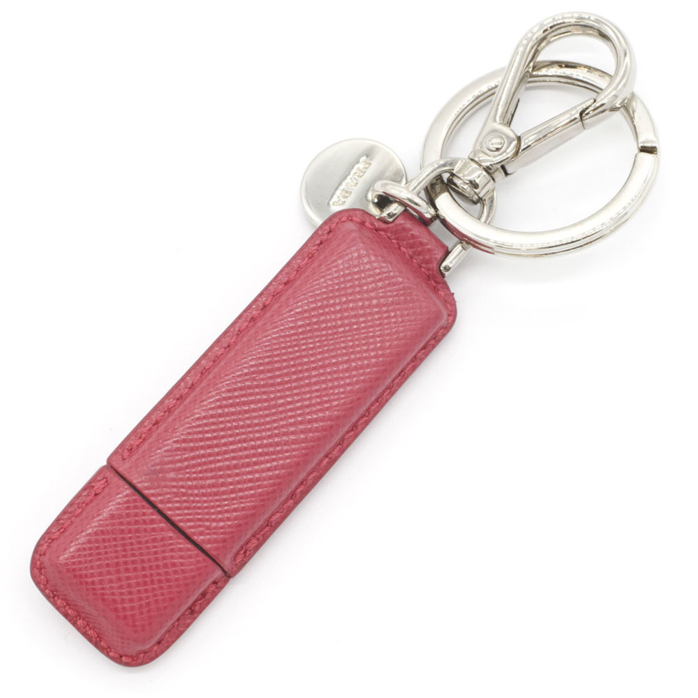 Prada Keyring USB Memory 4GB 2ARA21 Pink Leather Keychain Accessory Bag Charm...